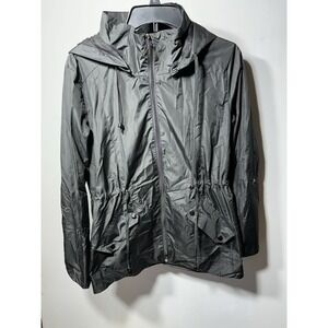 ZHENWEI Women's S Removable Hooded Lightweight Rain Jacket Black